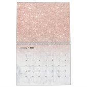 Stijlvol roos goud glitter ombre witte marmer kalender (Jan 2026)