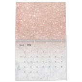 Stijlvol roos goud glitter ombre witte marmer kalender (Mar 2026)