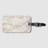 Stijlvol roos goud & witte marmer bagagelabel (Voorkant (horizontaal))