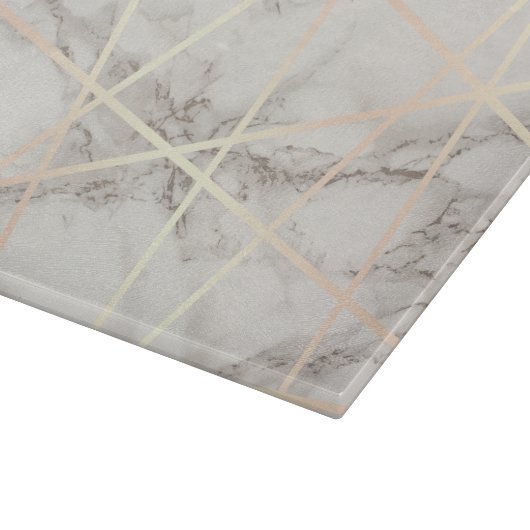 Stijlvol  roos goud & witte marmer snijplank (Hoek)