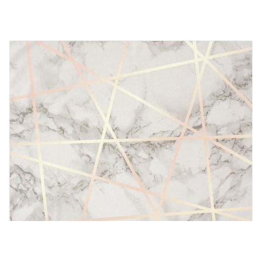 Stijlvol roos goud & witte marmer tafelkleed (Voorkant (Horizontaal))