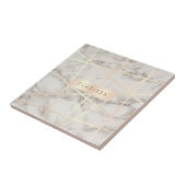 Stijlvol  roos goud & witte marmer tegeltje (Zijkant)