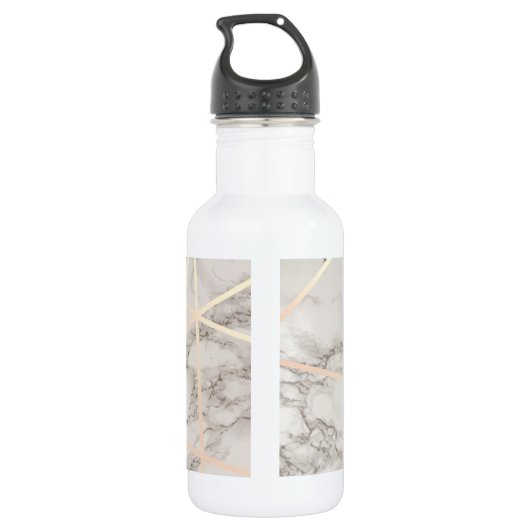 Stijlvol  roos goud & witte marmer waterfles  (Achterkant)