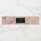 Stijlvol Roos Goud Zwart Marmeren Bruiloft Waterfles Etiket (Enkel label)