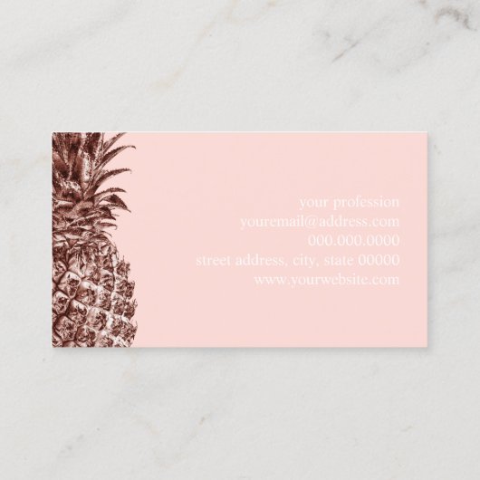 Stijlvol  roos gouden anananas make-up kunstenaar visitekaartje (Achterkant)