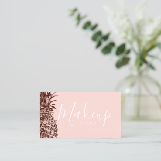 Stijlvol  roos gouden anananas make-up kunstenaar visitekaartje (Staand voorkant)