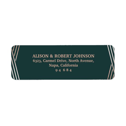 Stijlvol Roos Gouden Glitter en Blauwgroen retoura Etiket (Voorkant)