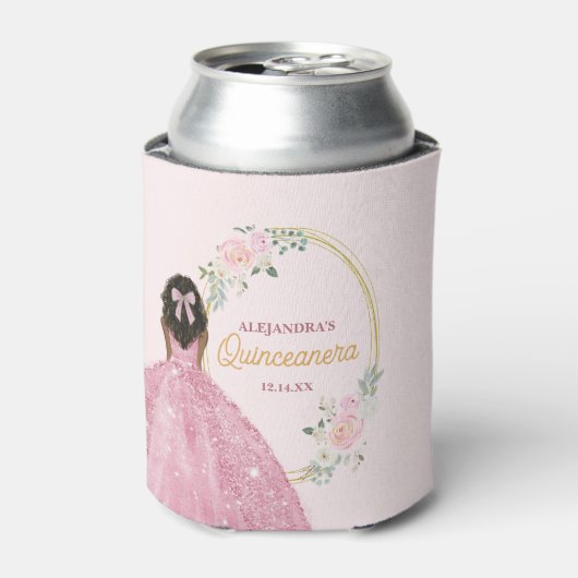 Stijlvol Roos Gouden Waterverf Roos Quinceanera Blikjeskoeler (Blikje Voorkant)