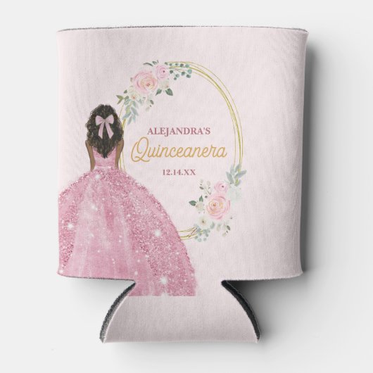 Stijlvol Roos Gouden Waterverf Roos Quinceanera Blikjeskoeler (Voorkant)