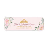 Stijlvol Roos Gouden Waterverf Roos Quinceanera Etiket (Voorkant)