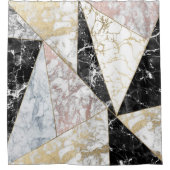 Stijlvol roos gouden zwarte luxe marmer douchegordijn (Voorkant)