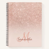 Stijlvol roos goudmaffelkonogram notitieboek (Voorkant)