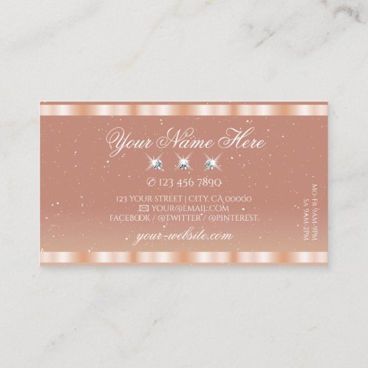 Stijlvol Roos koraal met edeljuwelen Elegant Shimm Visitekaartje (Achterkant)