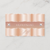 Stijlvol Roos Koraal met peuken Initialen elegant Visitekaartje (Voorkant)