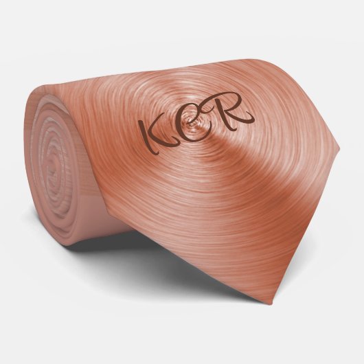 Stijlvol Roos Metallic Monogrammed Initialen Moder Stropdas (Opgerold)