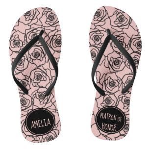 Stijlvol Roos peach & Black Matron of Honor Teenslippers