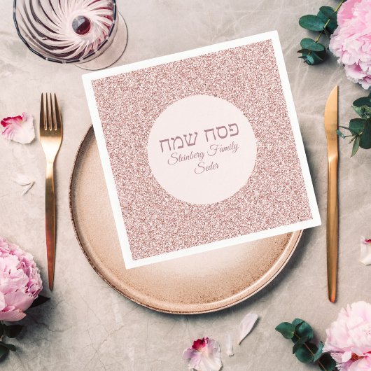 Stijlvol Roos Roze Glitter Custom Passover Napkins Servet