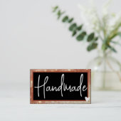 Stijlvol Rose Goud Bruin Frame Hart met QR-code Visitekaartje (Staand voorkant)
