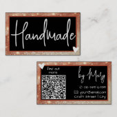 Stijlvol Rose Goud Bruin Frame Hart met QR-code Visitekaartje (Voorkant / Achterkant)