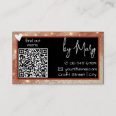 Stijlvol Rose Goud Bruin Frame Hart met QR-code Visitekaartje (Achterkant)