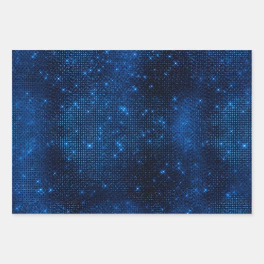 Stijlvol Royal Blue Glitter en Strata Patronen Inpakpapier Vel (Voorkant 3)