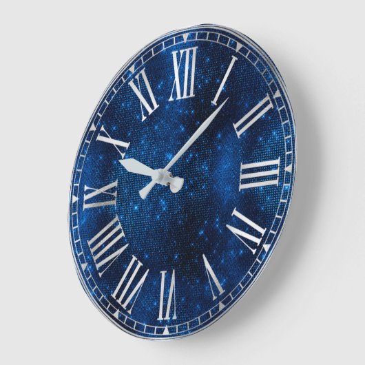 Stijlvol Royal Blue Shimmer Glitter Glam Pattern Grote Klok (Hoek)