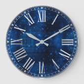 Stijlvol Royal Blue Shimmer Glitter Glam Pattern Grote Klok (Voorkant)