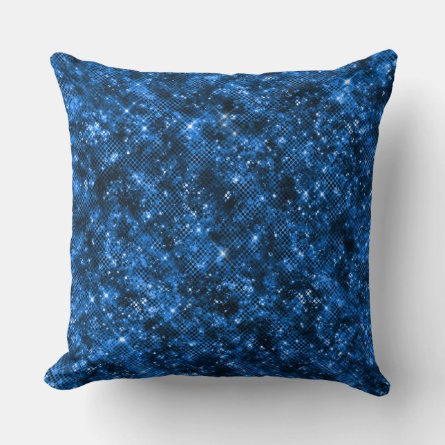 Stijlvol Royal Blue Shimmer Glitter Glam Pattern Kussen (Voorkant)