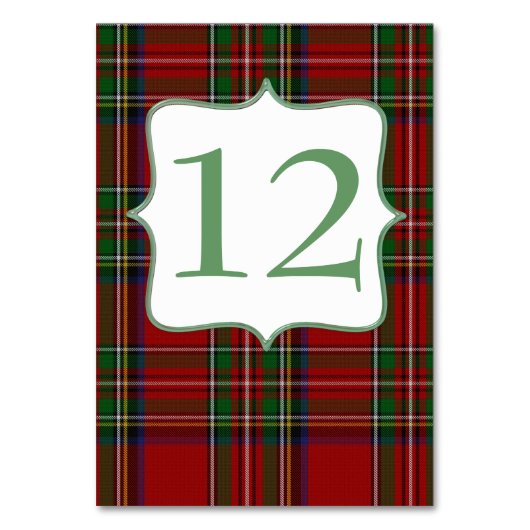 Stijlvol Royal Stewart Pset Wedding Table Number Kaart (Voorkant)