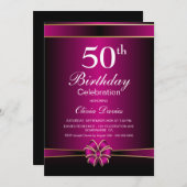 Stijlvol Roze 50ste verjaardagsfeestje Kaart (Voorkant / Achterkant)
