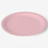 Stijlvol Roze 9" Rond Papier Bord met Witte Stippe (Gekanteld)