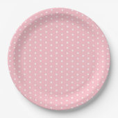 Stijlvol Roze 9" Rond Papier Bord met Witte Stippe (Voorkant)