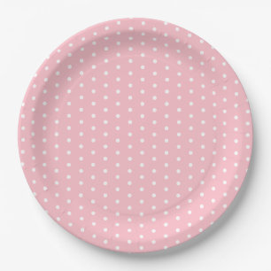 Stijlvol Roze 9" Rond Papier Bord met Witte Stippe