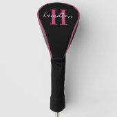 Stijlvol Roze Aangepast monogram Naam Initiaal Golfheadcover (Voorkant)