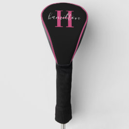 Stijlvol Roze Aangepast monogram Naam Initiaal Golfheadcover