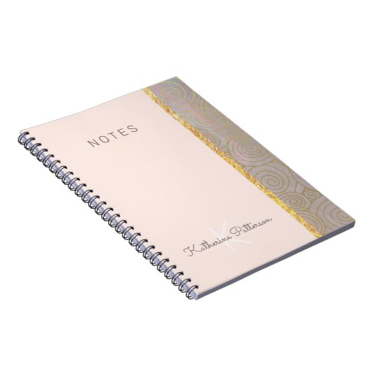 Stijlvol roze Abstract Initiaal Spiral Notitieboek (Rechterzijde)