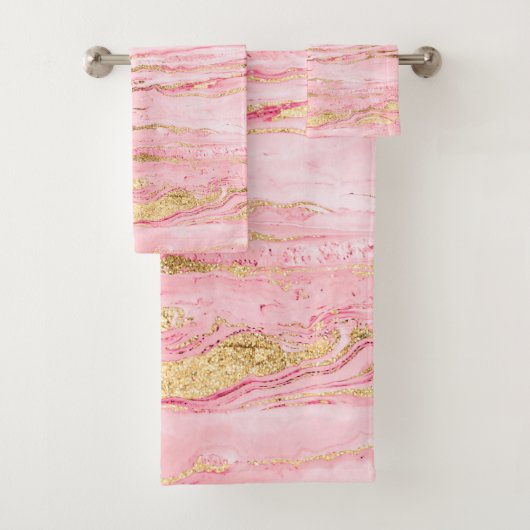 Stijlvol roze, Abstract marmer vloeibaar verf Bad Handdoek (Insitu)