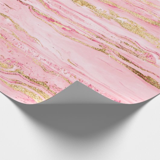 Stijlvol roze, Abstract marmer vloeibaar verf Cadeaupapier (Hoek)