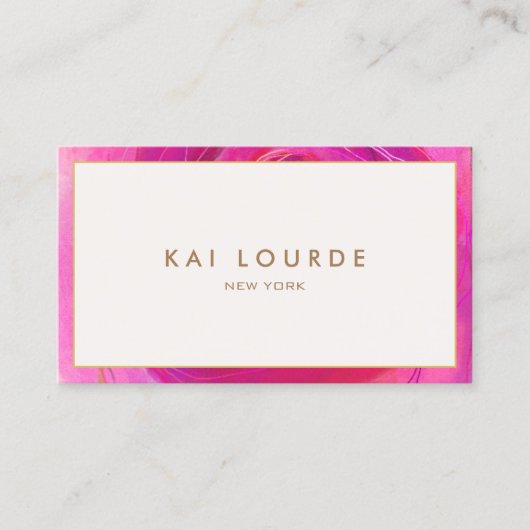 Stijlvol Roze Abstract Visitekaartje (Voorkant)