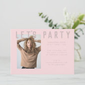 stijlvol roze afstudeerder fotomod Partij Kaart (Staand voorkant)