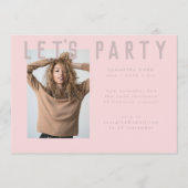 stijlvol roze afstudeerder fotomod Partij Kaart (Voorkant)