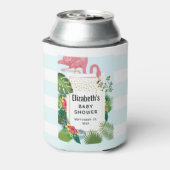 Stijlvol roze Baby shower Flamingo Blikjeskoeler (Blikje Achterkant)