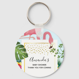 Stijlvol roze Baby shower Flamingo Sleutelhanger