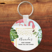 Stijlvol roze Baby shower Flamingo Sleutelhanger (Voorkant)