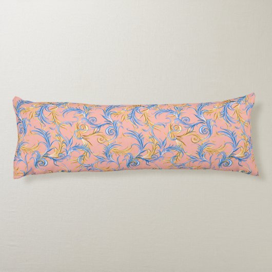 Stijlvol roze blauw Abstract patroonbeddengoed Lichaamskussen (Achterkant)