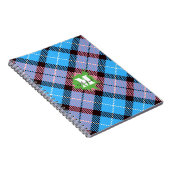 Stijlvol roze blauw Tartan Aangepast monogram scri Notitieboek (Rechterzijde)