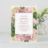 Stijlvol roze bloemen Gold Glitter Vrijgezellenfee Kaart (Staand voorkant)
