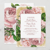 Stijlvol roze bloemen Gold Glitter Vrijgezellenfee Kaart (Voorkant / Achterkant)