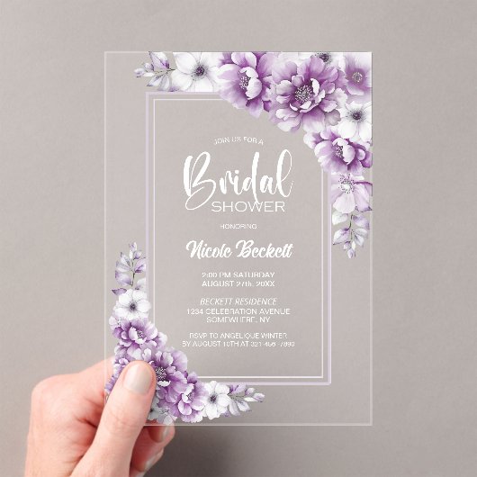 Stijlvol roze bloemen Vrijgezellenfeest Acryl Uitnodigingen (Insitu (Draagbaar))