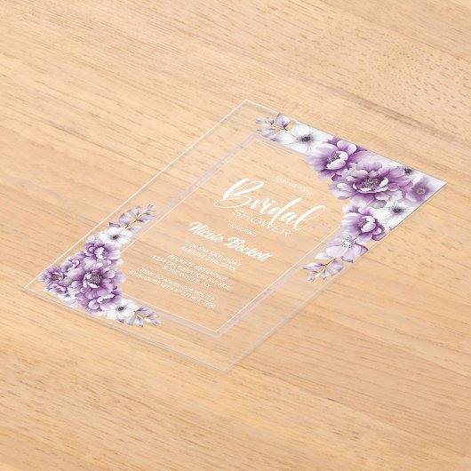 Stijlvol roze bloemen Vrijgezellenfeest Acryl Uitnodigingen (Laagn)